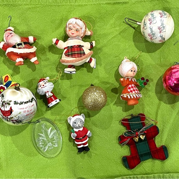 Vintage Retro Christmas Tree Ornaments W Italian Tin Lot/11 - Picture 1 of 15